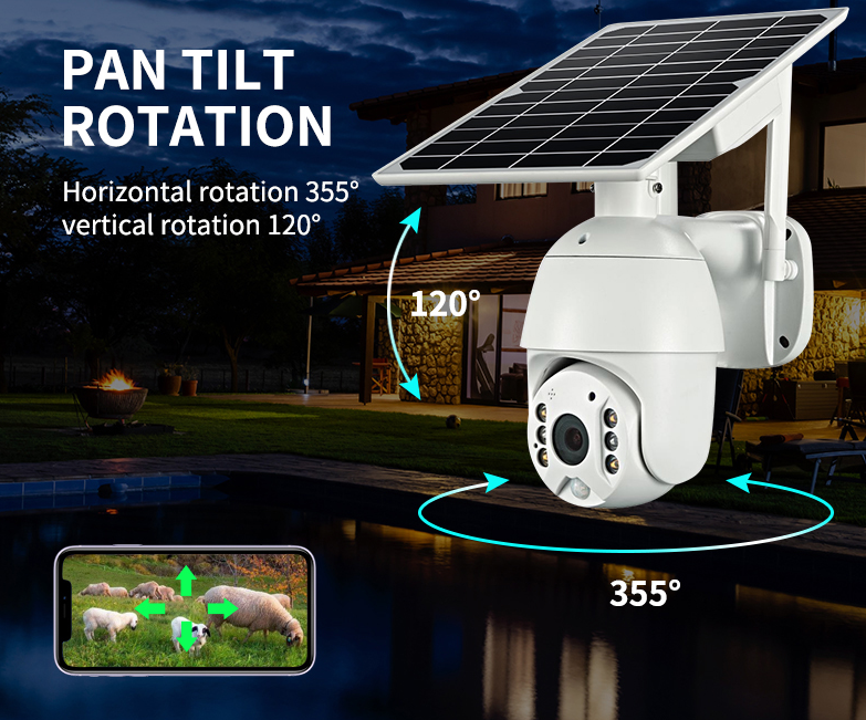 4G SIM Card WIFI Solar Battery PTZ Camera 1080P Outdoor Waterproof