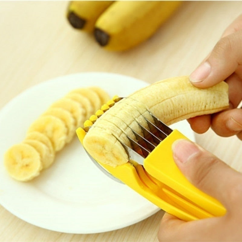 Stainless Steel Banana Cutter Fruit Vegetable Sausage Slicer Salad Sundaes Tools