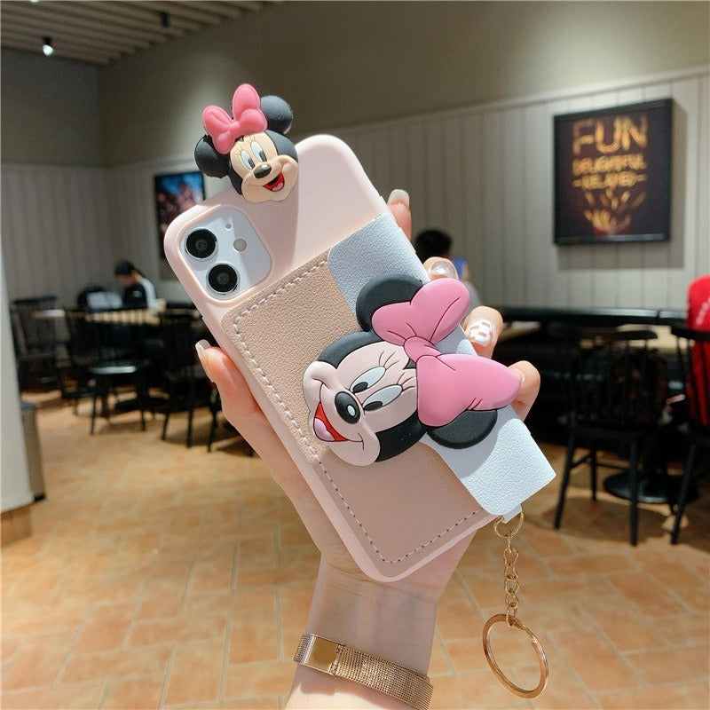 iphone13 Mickey and Minnie card coin purse cartoon