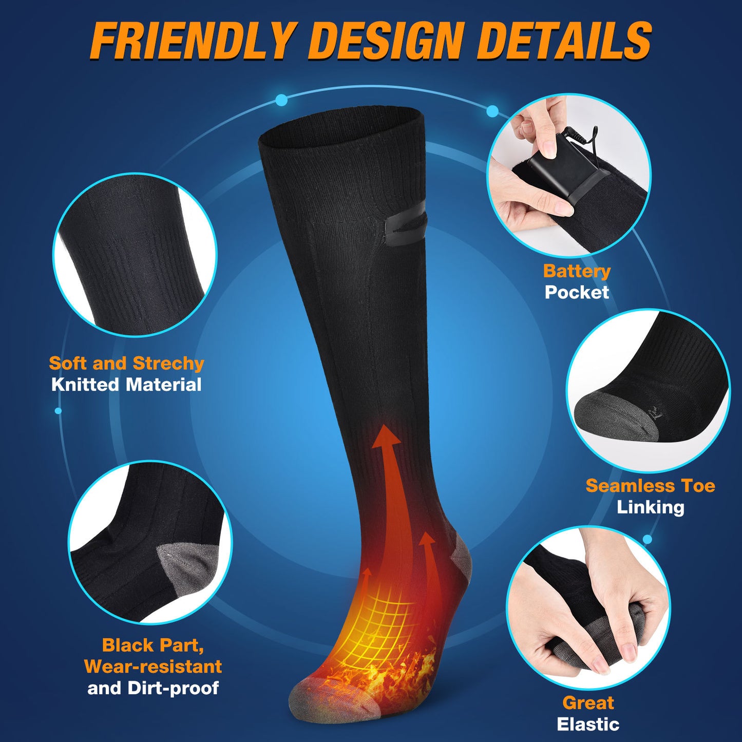 Electric Heating Socks Rechargeable Heating