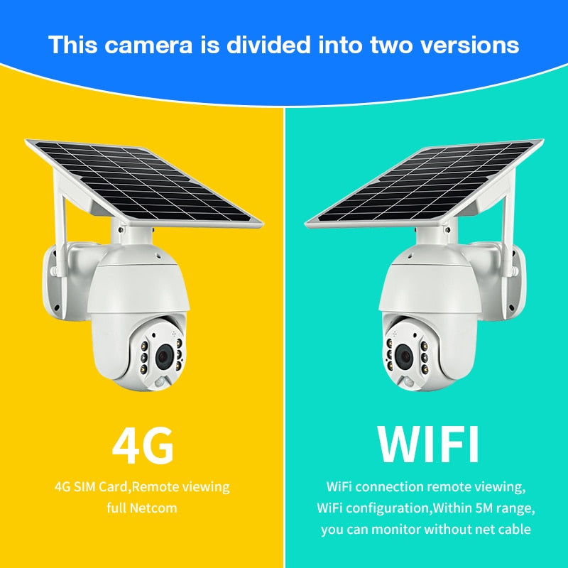 4G SIM Card WIFI Solar Battery PTZ Camera 1080P Outdoor Waterproof