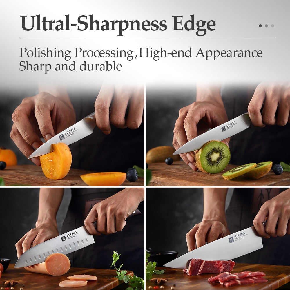 XINZUO Kitchen Tools 6 PCS Kitchen Knife Set of Utility Cleaver Chef