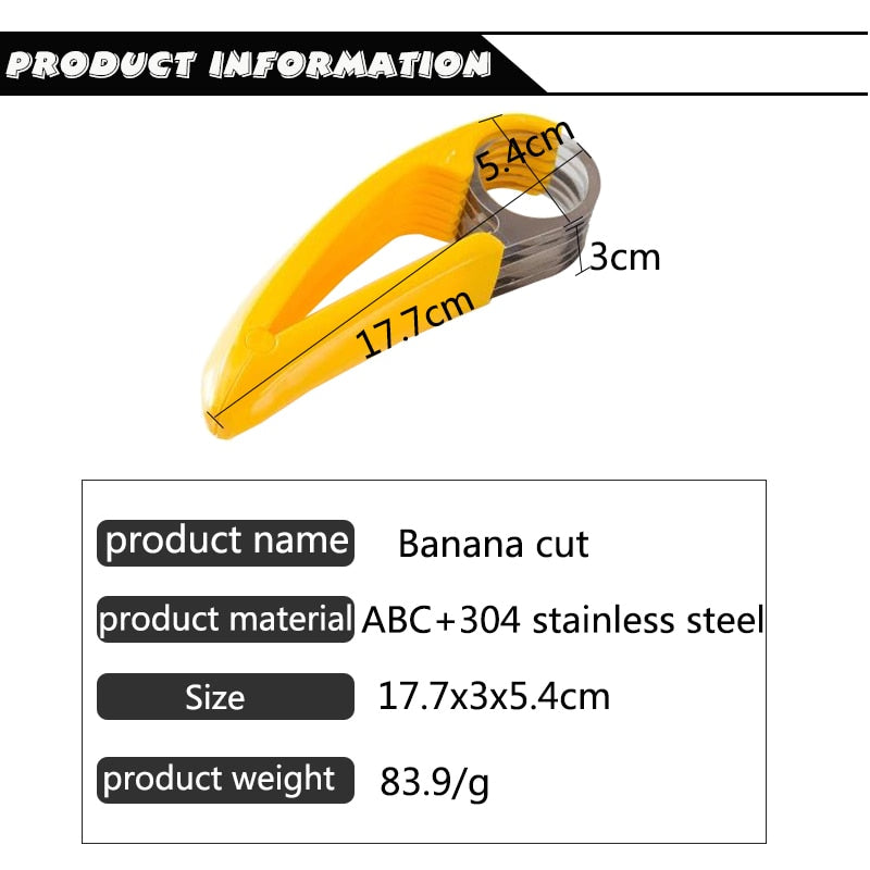 Stainless Steel Banana Cutter Fruit Vegetable Sausage Slicer Salad Sundaes Tools