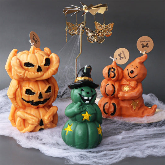 Halloween Pumpkin Ghost Silicone Candle Animal Scented Plaster Resin