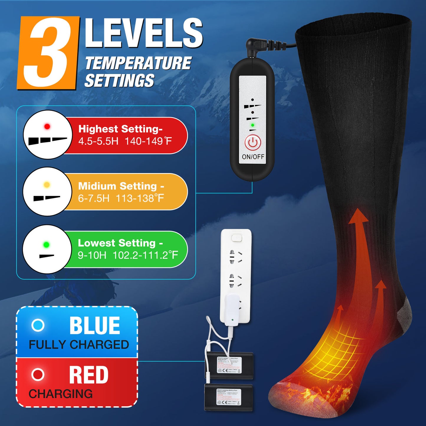 Electric Heating Socks Rechargeable Heating