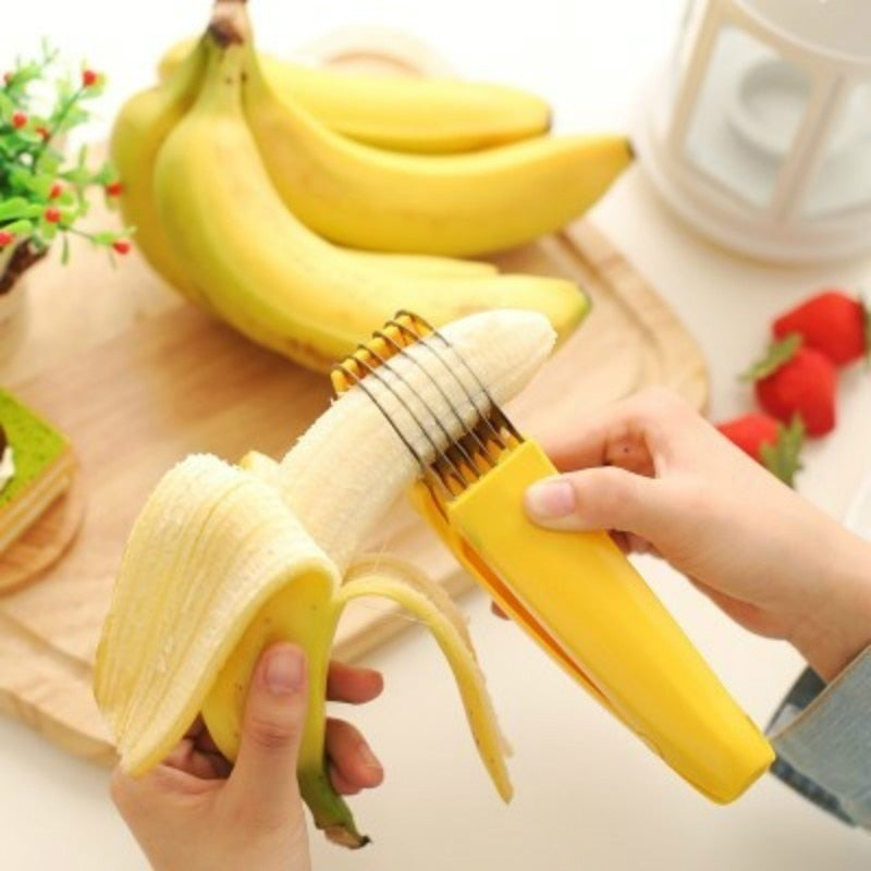 Stainless Steel Banana Cutter Fruit Vegetable Sausage Slicer Salad Sundaes Tools