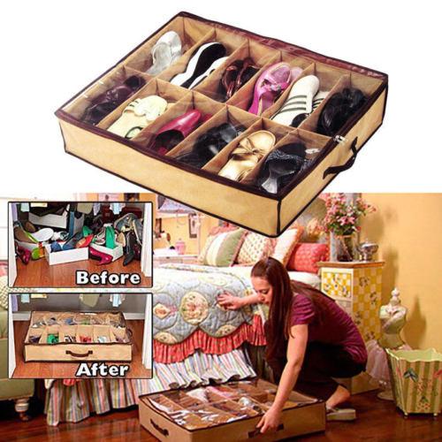 Shoe Organizers 12 Cells Under bed Bag