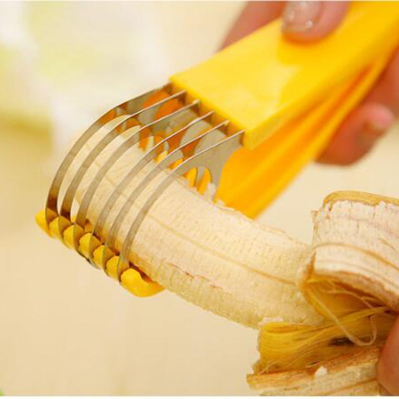 Stainless Steel Banana Cutter Fruit Vegetable Sausage Slicer Salad Sundaes Tools