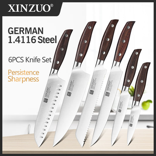 XINZUO Kitchen Tools 6 PCS Kitchen Knife Set of Utility Cleaver Chef